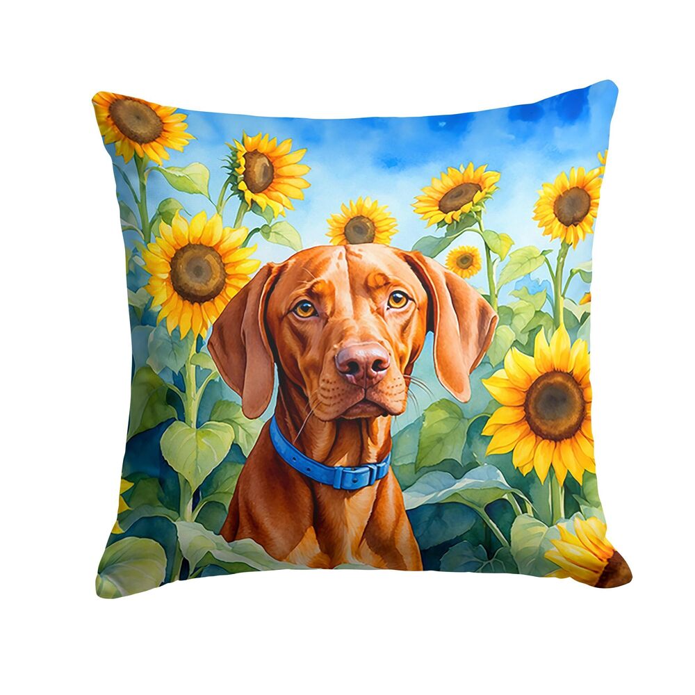 6770 in Sunflowers Throw Pillow, 18Hx18W, Vizsla 6169